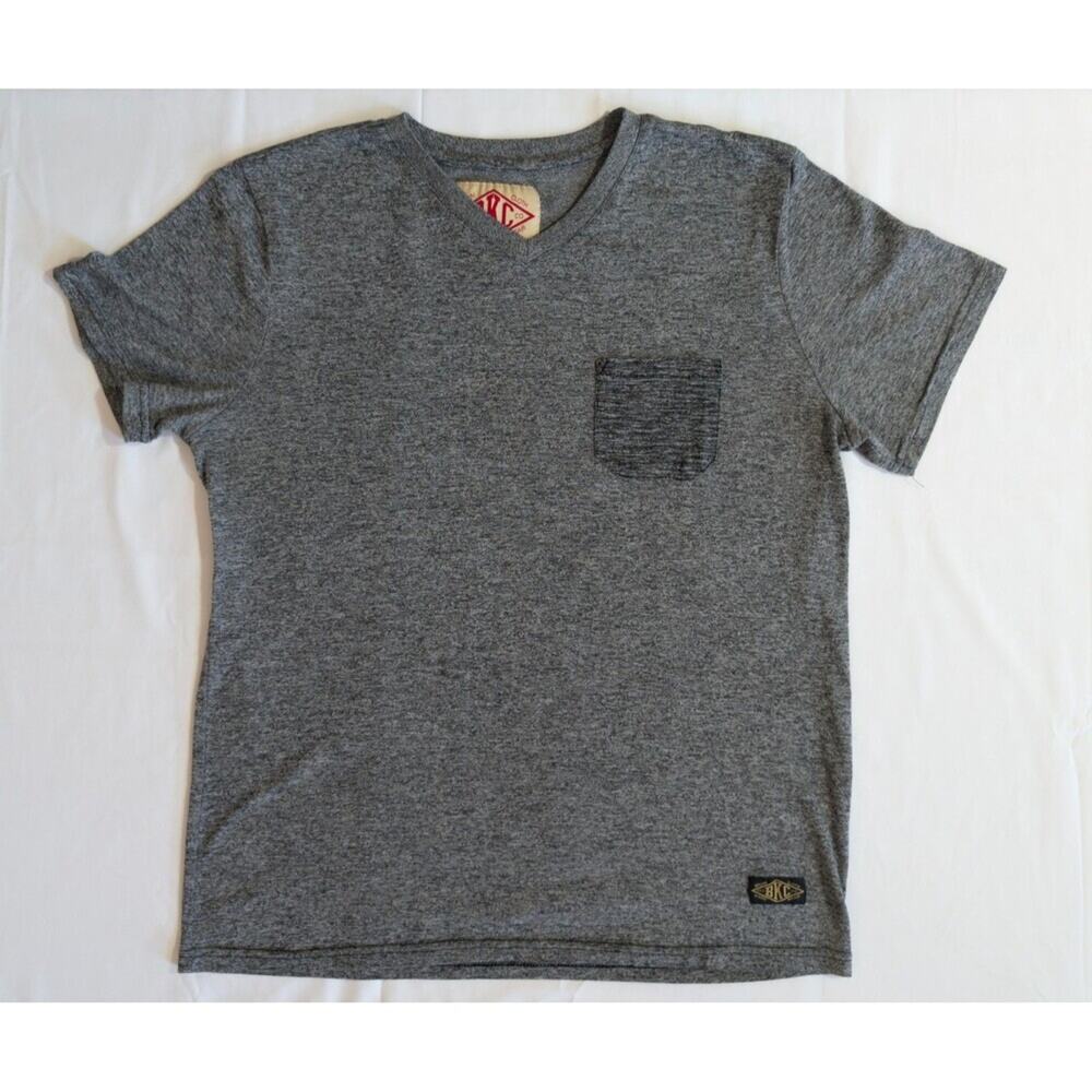 BKC Gray Heather V-Neck T-Shirt Men’s Size Large Chest Pocket Casual Tee